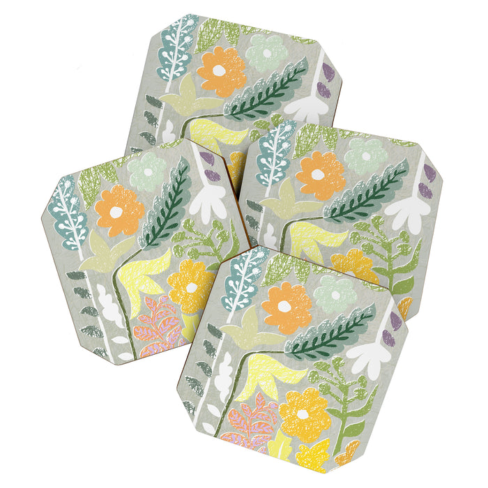 Block print spring meadow Coaster Gallery Image 1