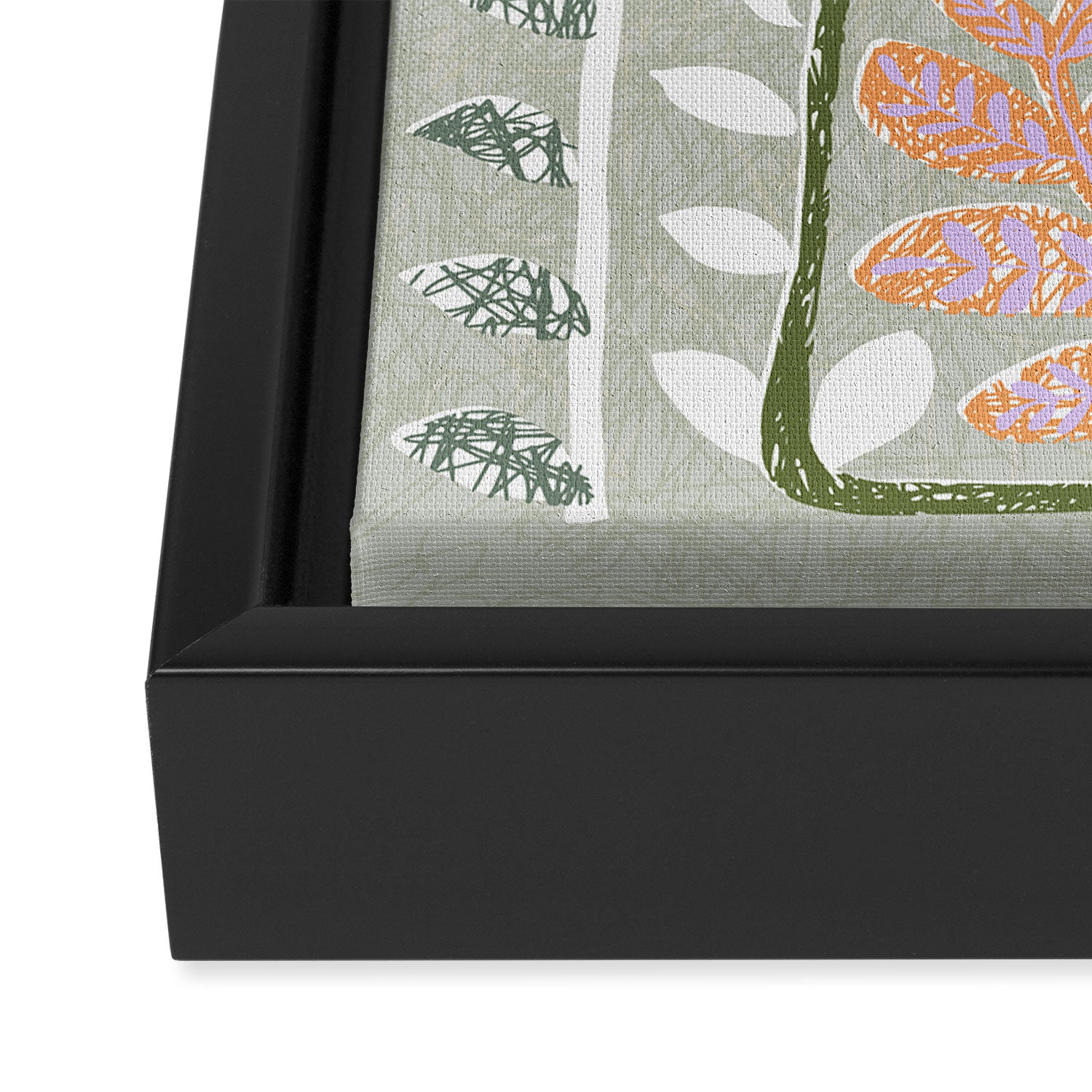 Block print spring meadow Framed Canvas Print Gallery Image 3