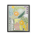 Block print spring meadow Framed Canvas Print Gallery Image 6