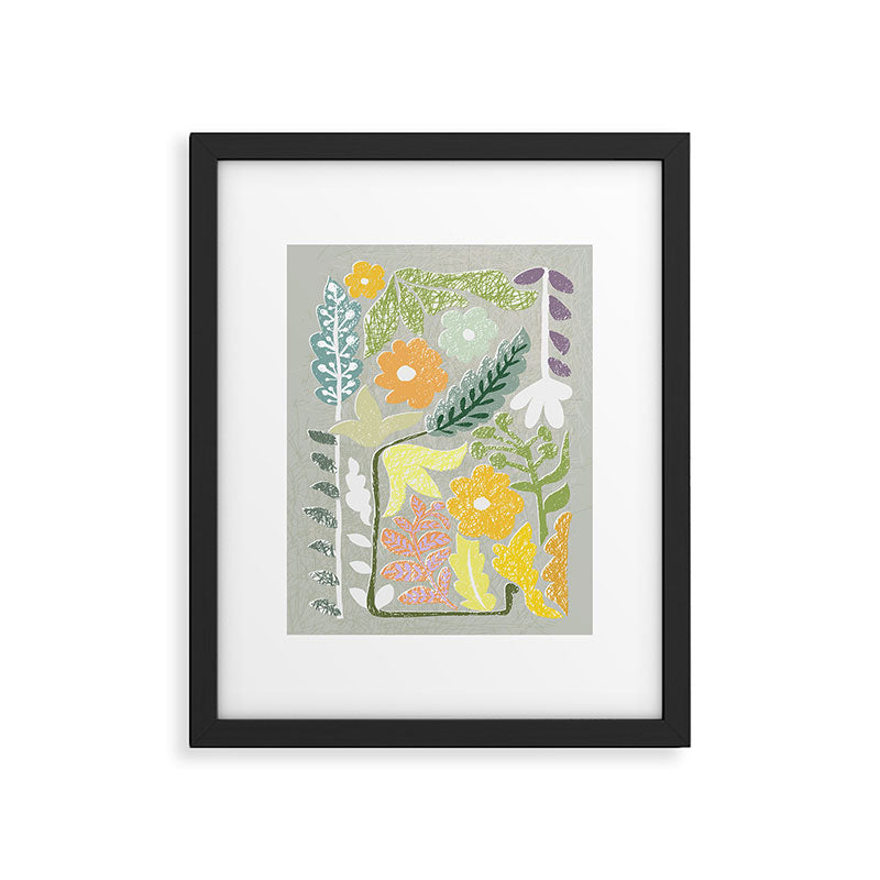 Block print spring meadow Framed Art Print Gallery Image 5