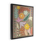 Block print summer meadow earthy tones Framed Canvas Print Gallery Image 2