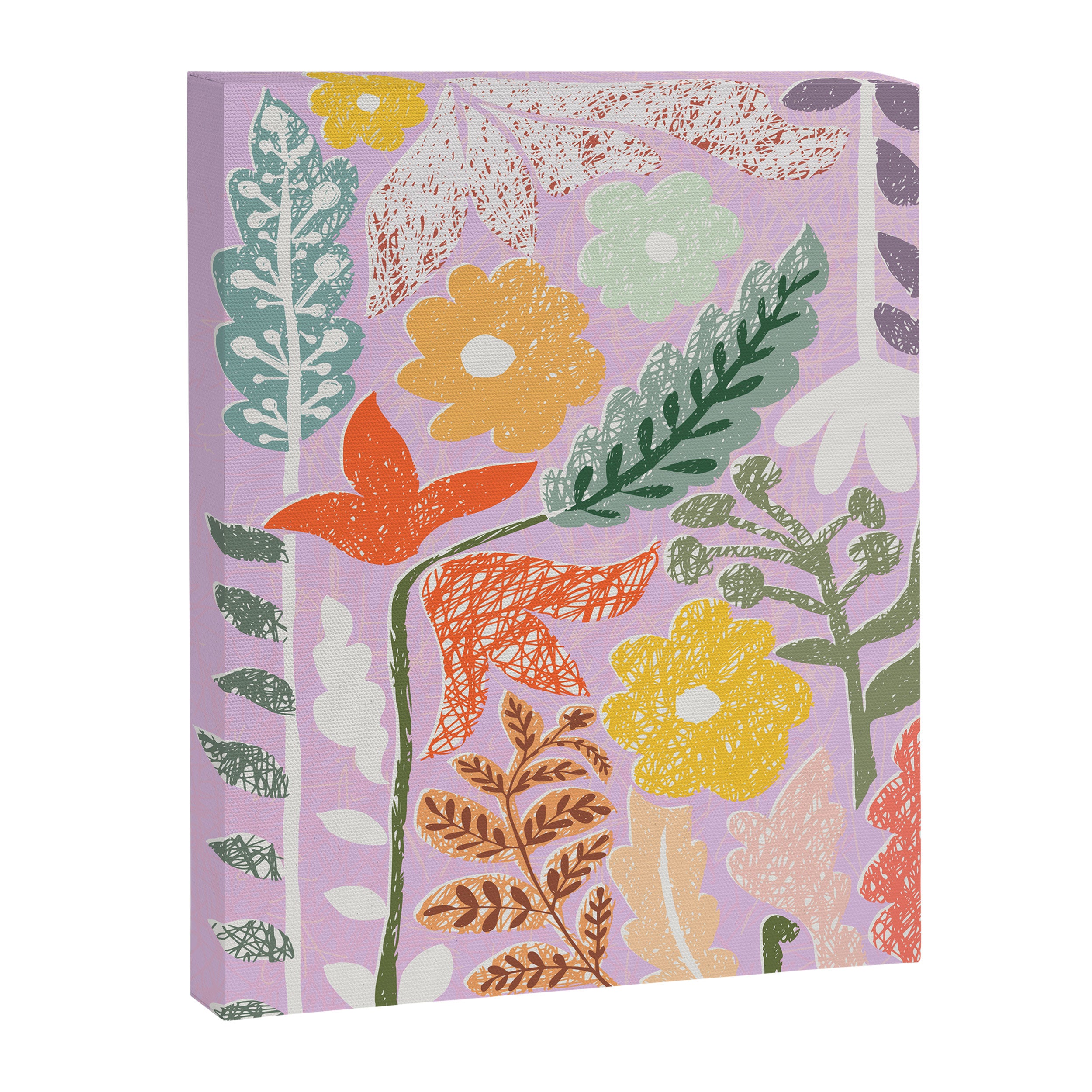 Block print summer meadow soft lilac Canvas Print Gallery Image 6
