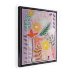 Block print summer meadow soft lilac Framed Canvas Print Gallery Image 2
