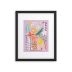 Block print summer meadow soft lilac Framed Art Print Gallery Image 5