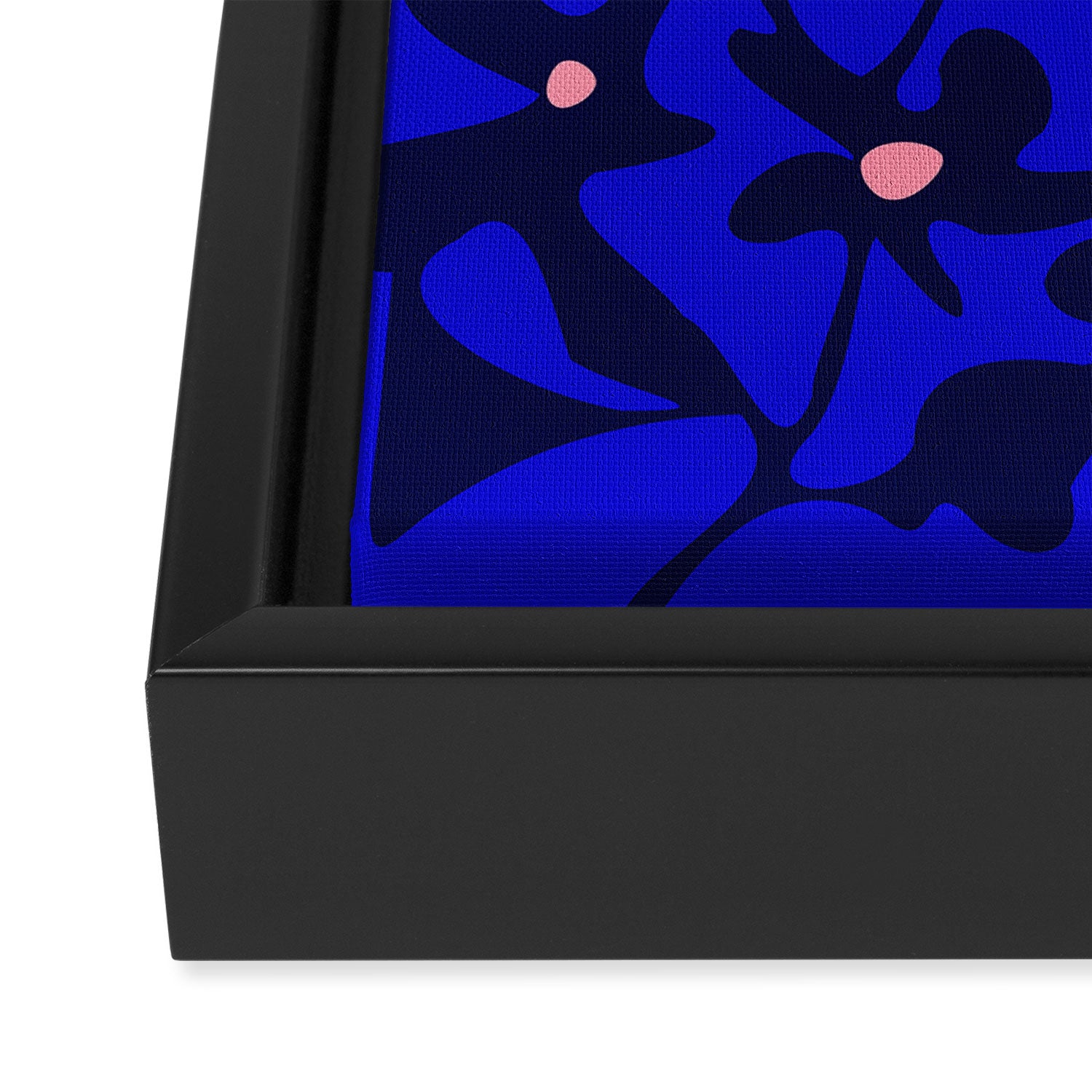 Blue home jungle: Organic shapes and flowers Framed Canvas Print Gallery Image 3