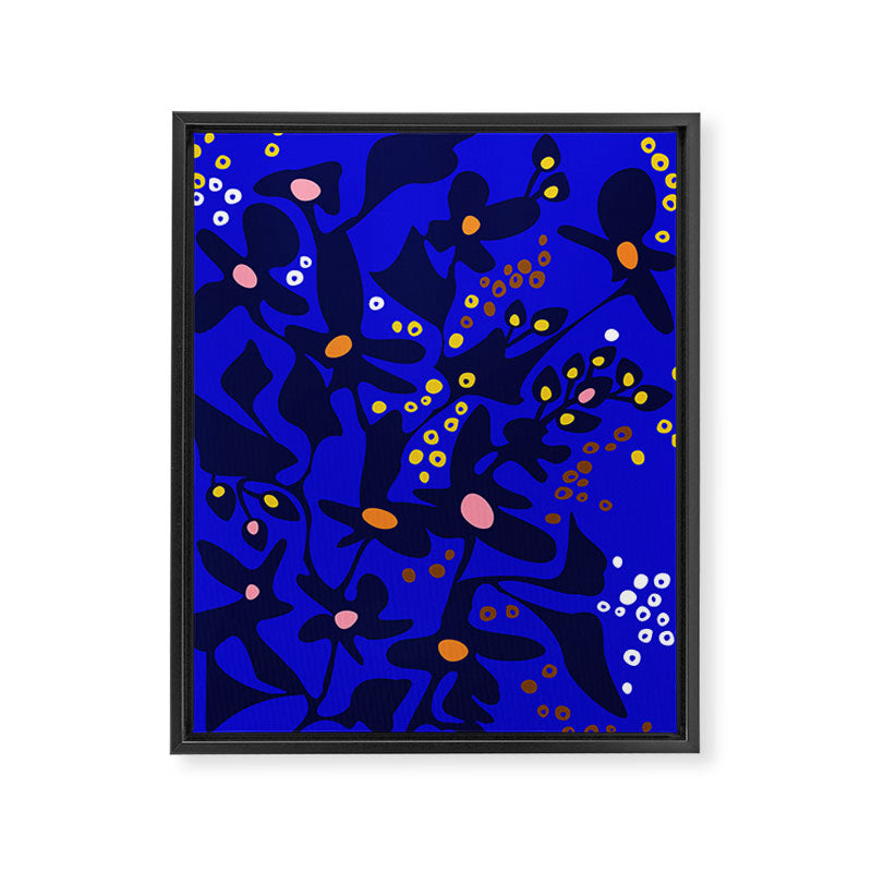 Blue home jungle: Organic shapes and flowers Framed Canvas Print Gallery Image 6