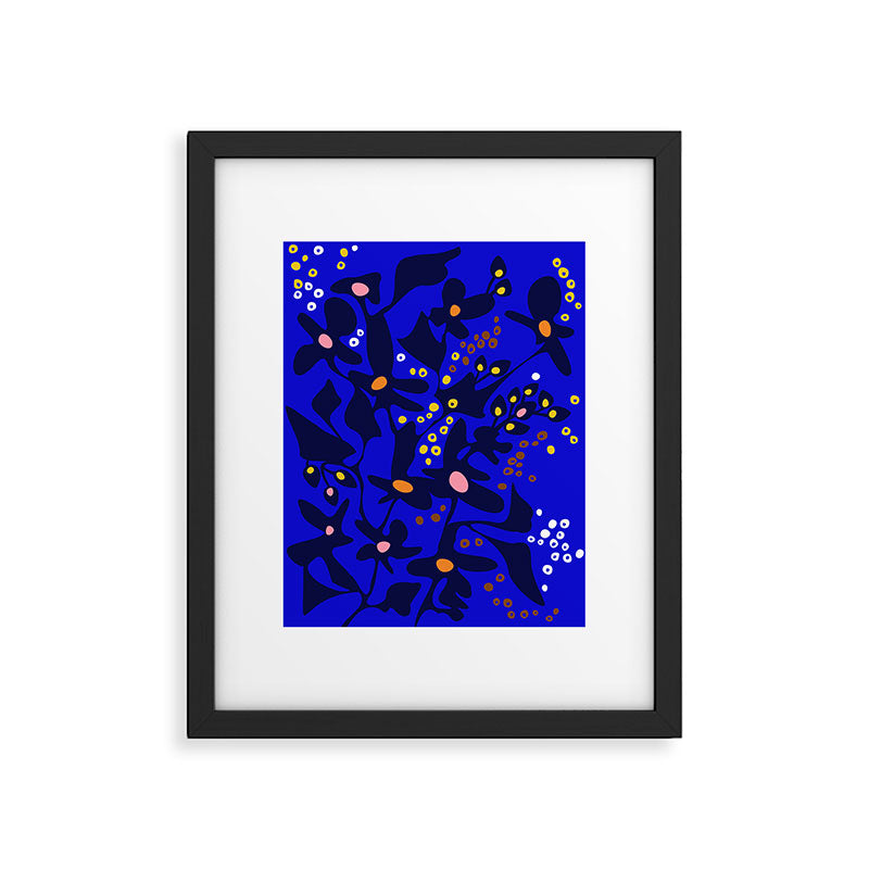 Blue home jungle: Organic shapes and flowers Framed Art Print Gallery Image 5