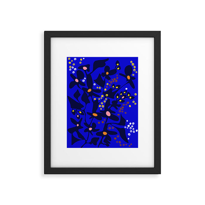 Blue home jungle: Organic shapes and flowers Framed Art Print Gallery Image 1