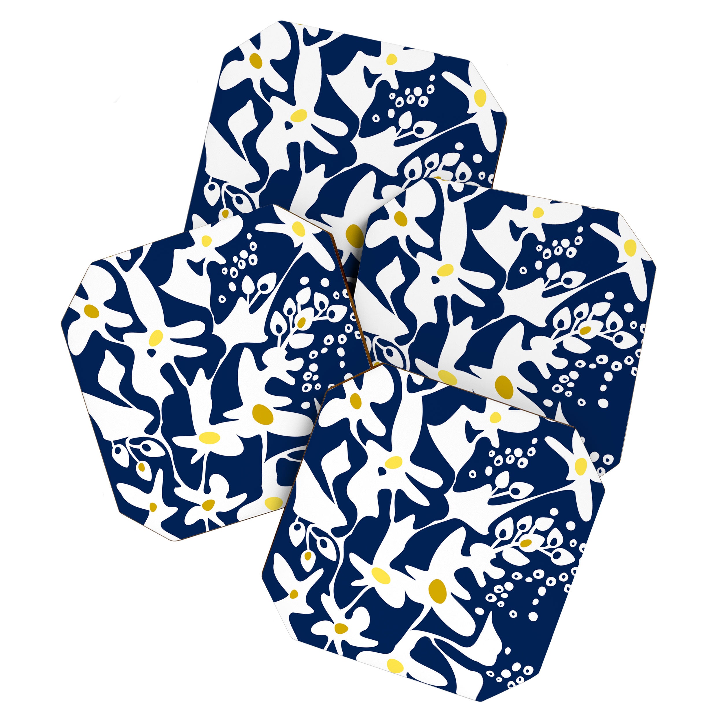 Blue jungle: Organic shapes and flowers Coaster Gallery Image 1