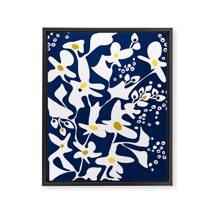 Blue jungle: Organic shapes and flowers Framed Canvas Print Gallery Image 1