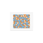 Bold flowers in my garden blue on orange Art Print Gallery Image 1