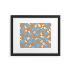 Bold flowers in my garden blue on orange Framed Art Print Gallery Image 5