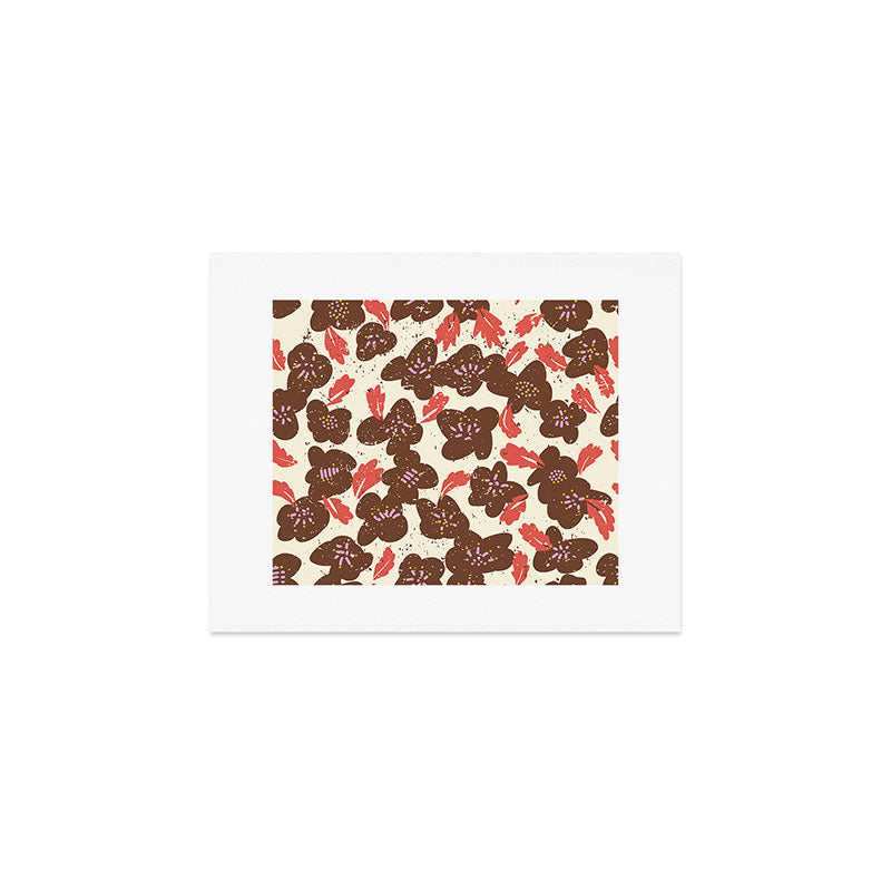 Bold flowers in my garden brown on offwhite Art Print Gallery Image 1