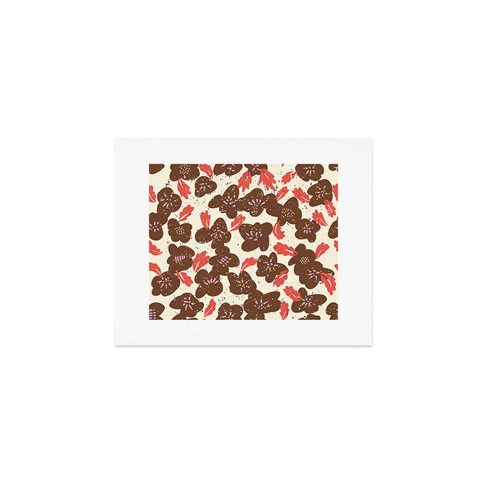 Bold flowers in my garden brown on offwhite Art Print Gallery Image 1