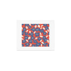Bold flowers in my garden denim blue red Art Print Gallery Image 1