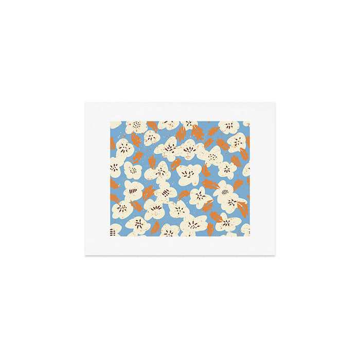Bold flowers in my garden on chalky blue Art Print Gallery Image 1