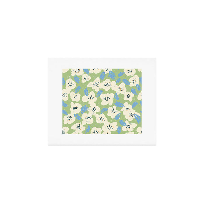 Bold flowers in my garden on chalky green Art Print Gallery Image 1