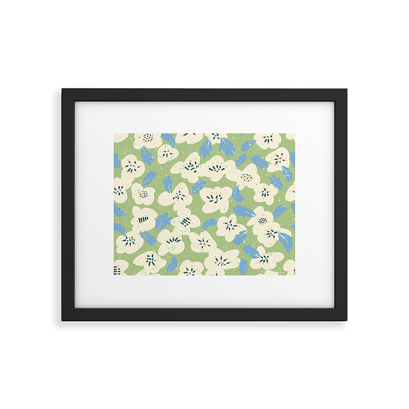 Bold flowers in my garden on chalky green Framed Art Print Gallery Image 5