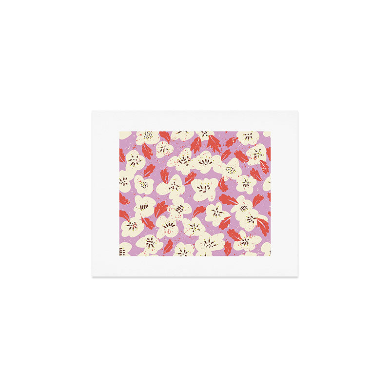 Bold flowers in my garden on chaly pink Art Print Gallery Image 1
