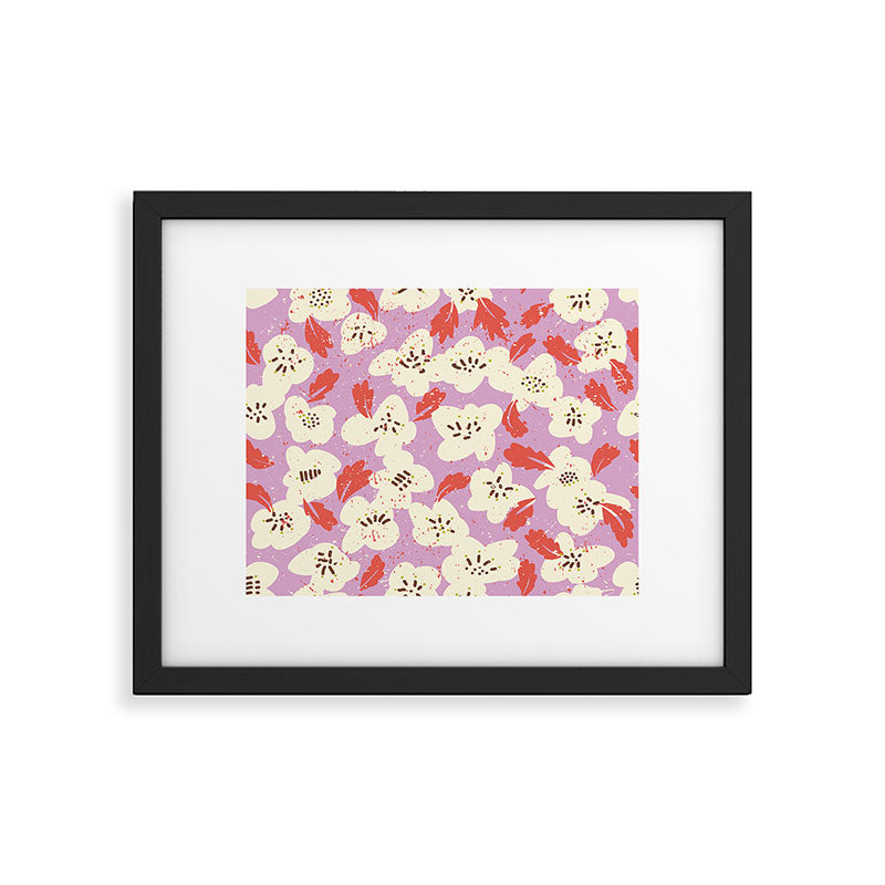 Bold flowers in my garden on chaly pink Framed Art Print Gallery Image 5