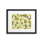 Bold flowers in my garden on yellow green Framed Art Print Gallery Image 5