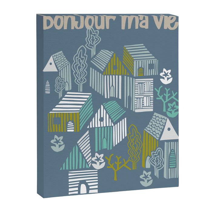 bonjour ma vie; City life collection blue teal Canvas Print Gallery Image 1