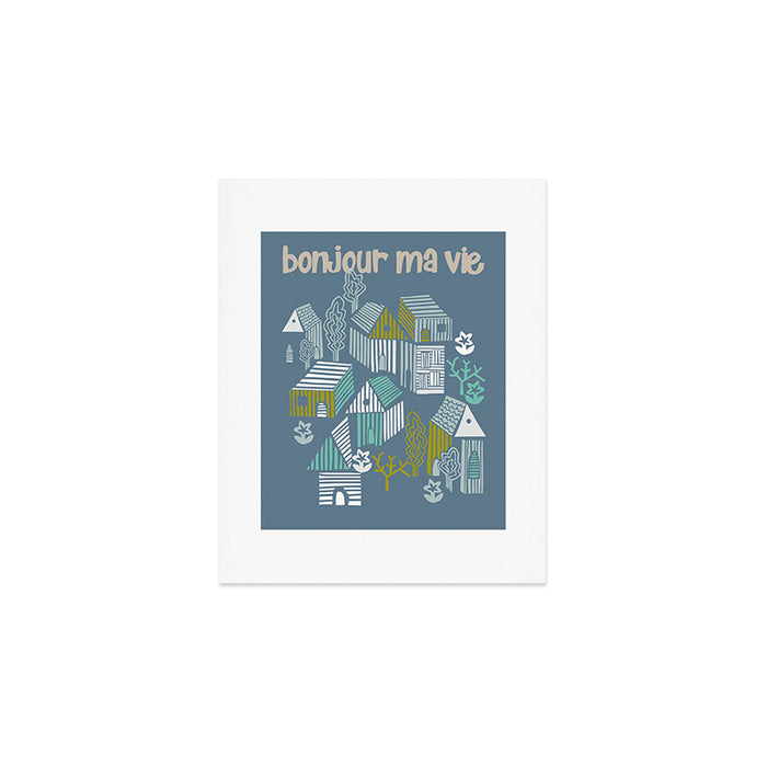 bonjour ma vie; City life collection blue teal Art Print Gallery Image 1