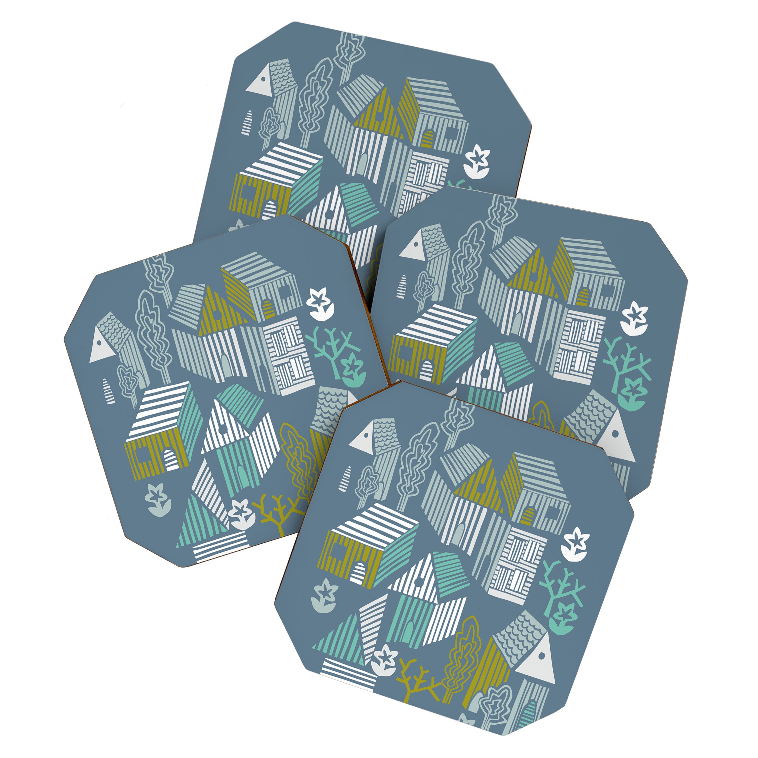 bonjour ma vie; City life collection blue teal Coaster Gallery Image 1