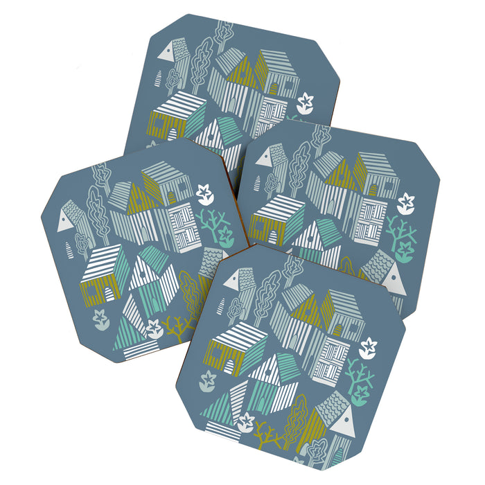 bonjour ma vie; City life collection blue teal Coaster Gallery Image 1