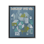 bonjour ma vie; City life collection blue teal Framed Canvas Print Gallery Image 6