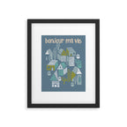 bonjour ma vie; City life collection blue teal Framed Art Print Gallery Image 5