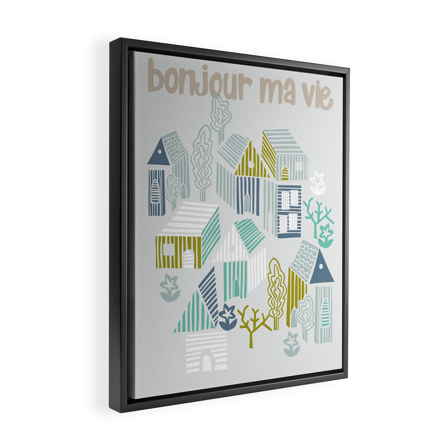 bonjour ma vie; City life collection, soft grey  Framed Canvas Print Gallery Image 2