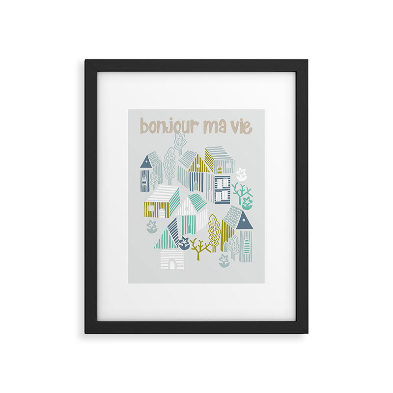 bonjour ma vie; City life collection, soft grey  Framed Art Print Gallery Image 5