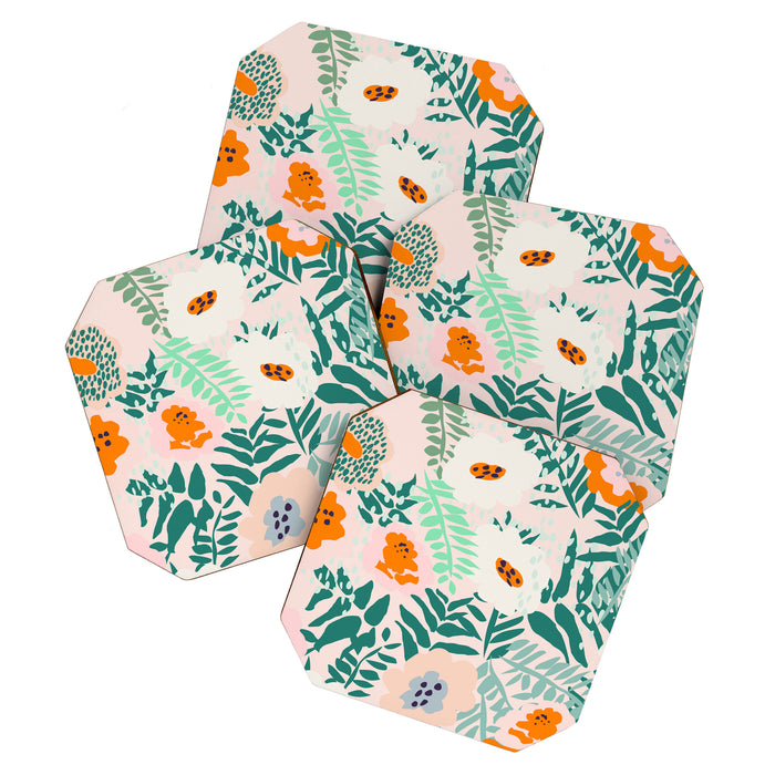 Botanical dopamine flowers Coaster Gallery Image 1