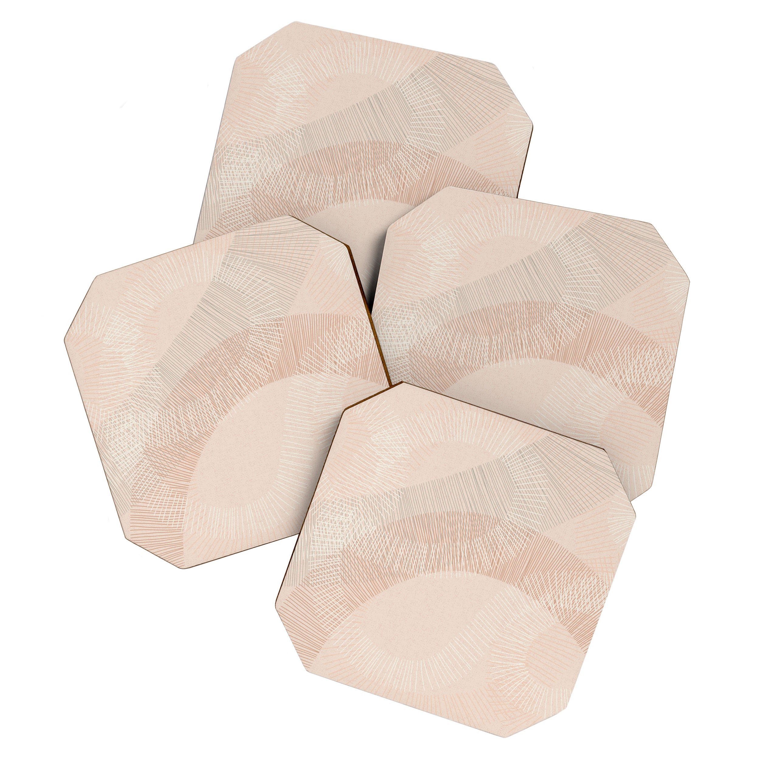 calming essentials Curved Lines chalky peach Coaster Gallery Image 1
