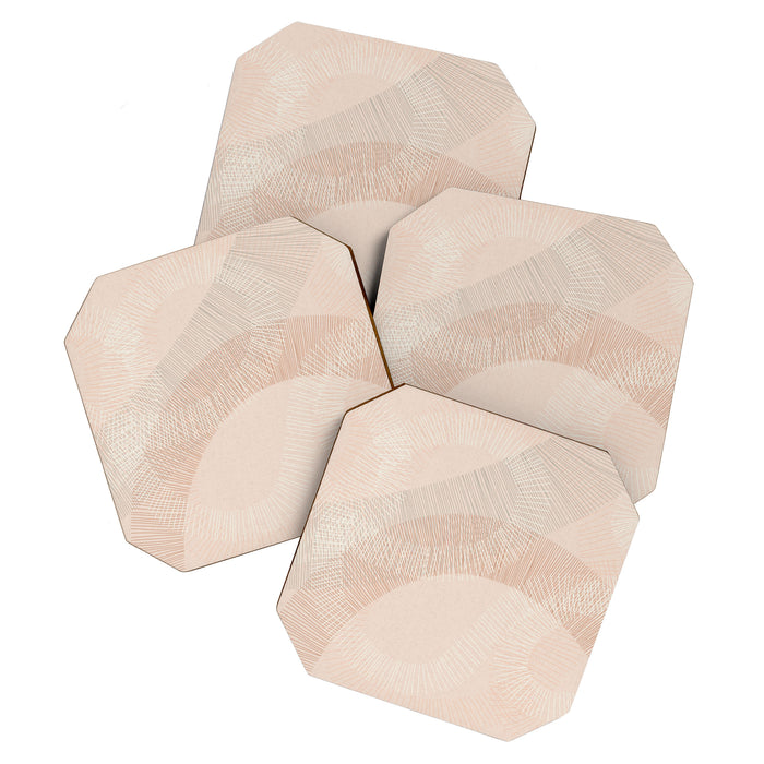 calming essentials Curved Lines chalky peach Coaster Gallery Image 1