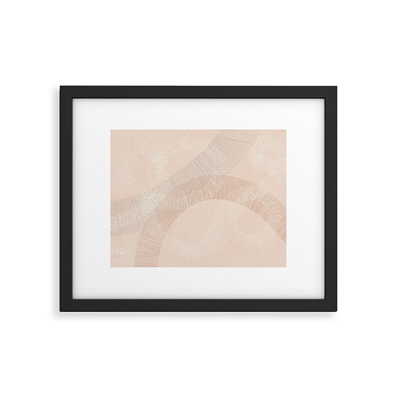 calming essentials Curved Lines chalky peach Framed Art Print Gallery Image 5