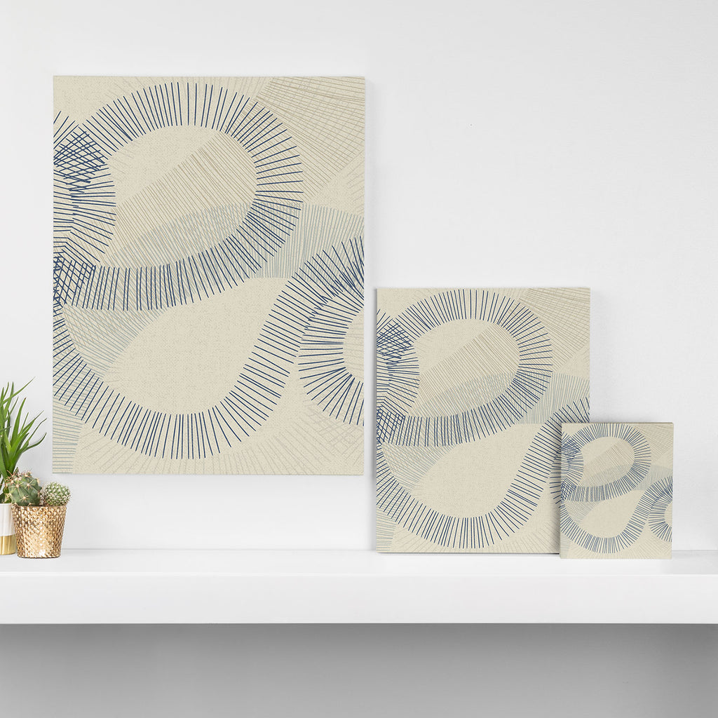 calming essentials Curved Lines denim blue Canvas Print Gallery Image 3