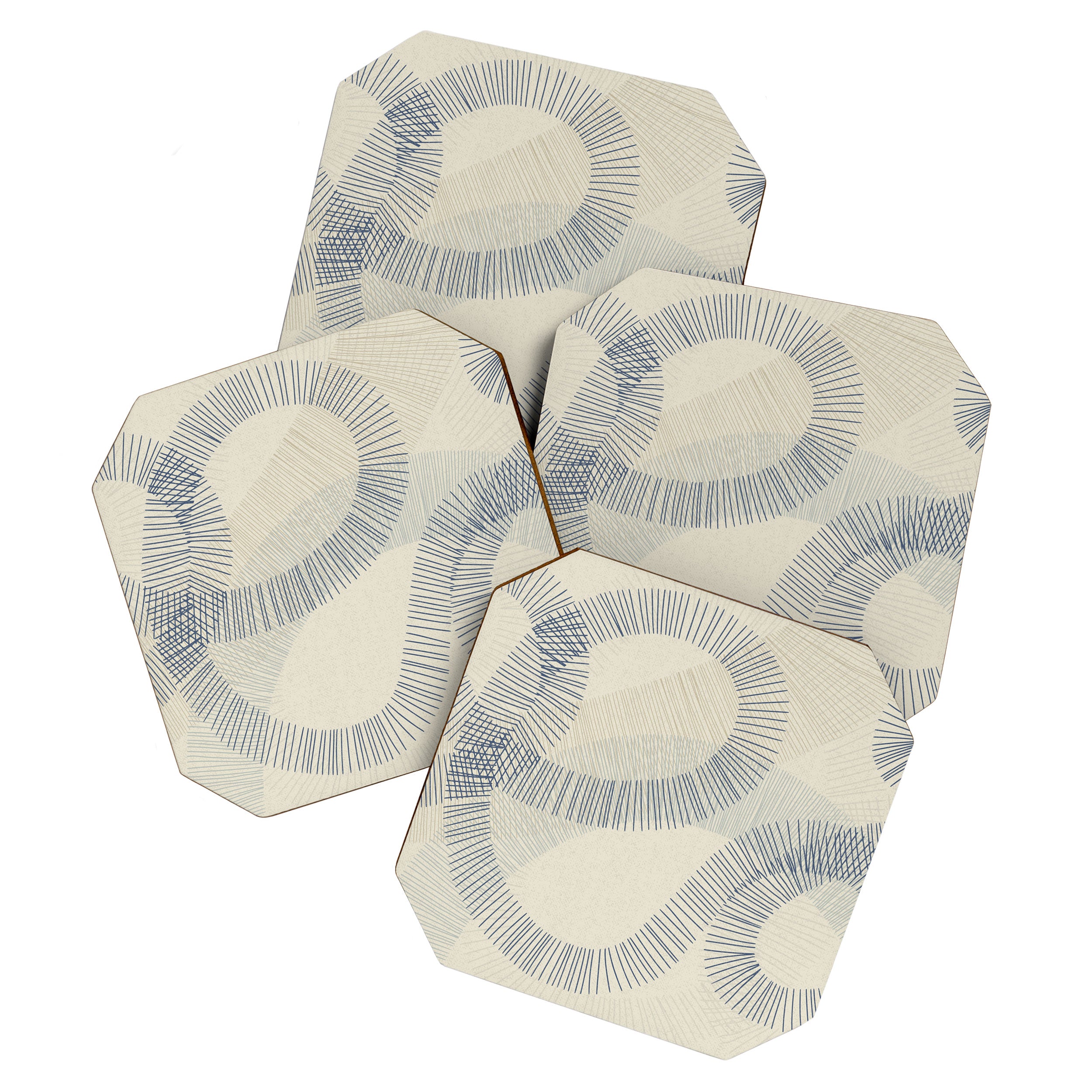 calming essentials Curved Lines denim blue Coaster Gallery Image 1