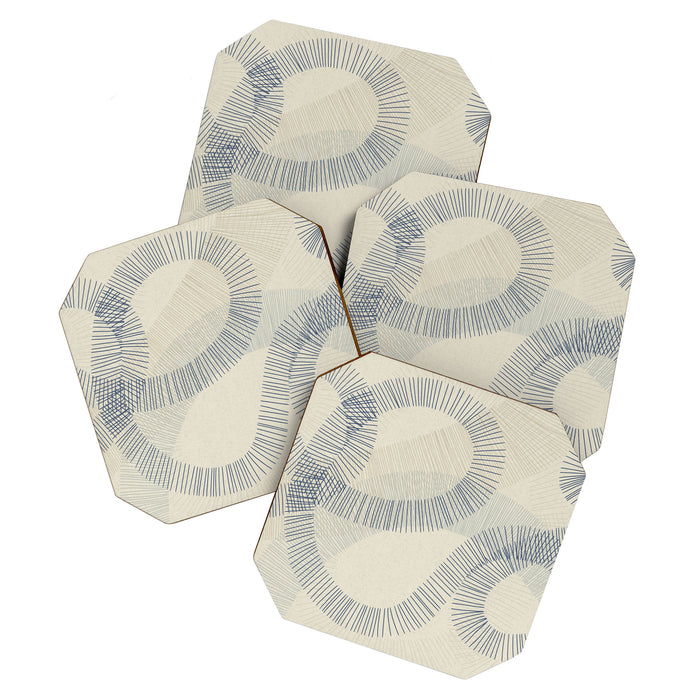 calming essentials Curved Lines denim blue Coaster Gallery Image 1
