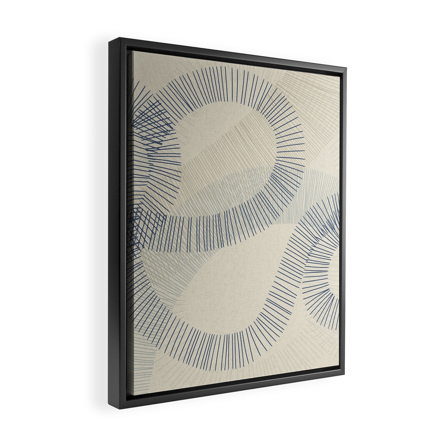 calming essentials Curved Lines denim blue Framed Canvas Print Gallery Image 2