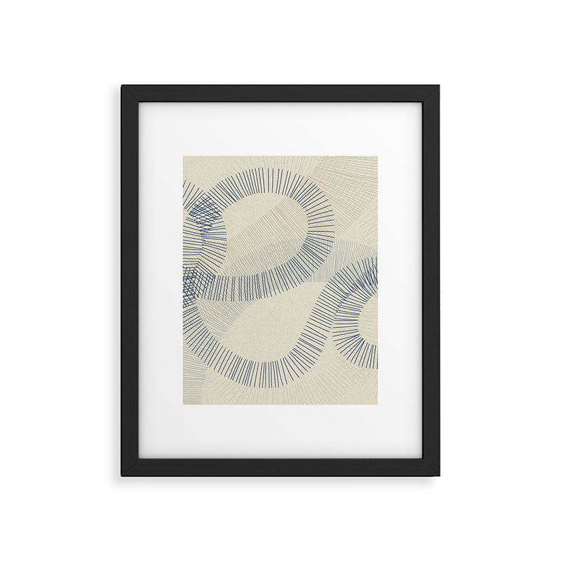 calming essentials Curved Lines denim blue Framed Art Print Gallery Image 5