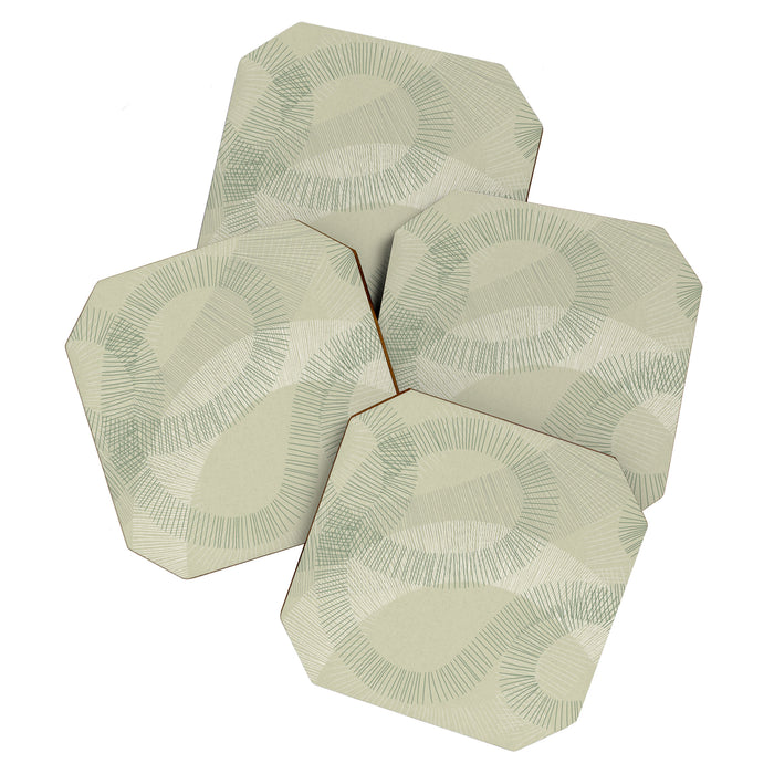 calming essentials Curved Lines soft sage Coaster Gallery Image 1