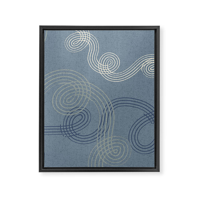 calming essentials loops muted blue Framed Canvas Print Gallery Image 1