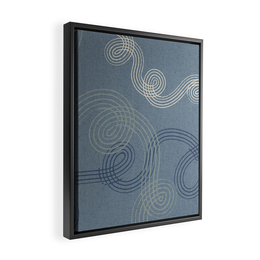 calming essentials loops muted blue Framed Canvas Print Gallery Image 2