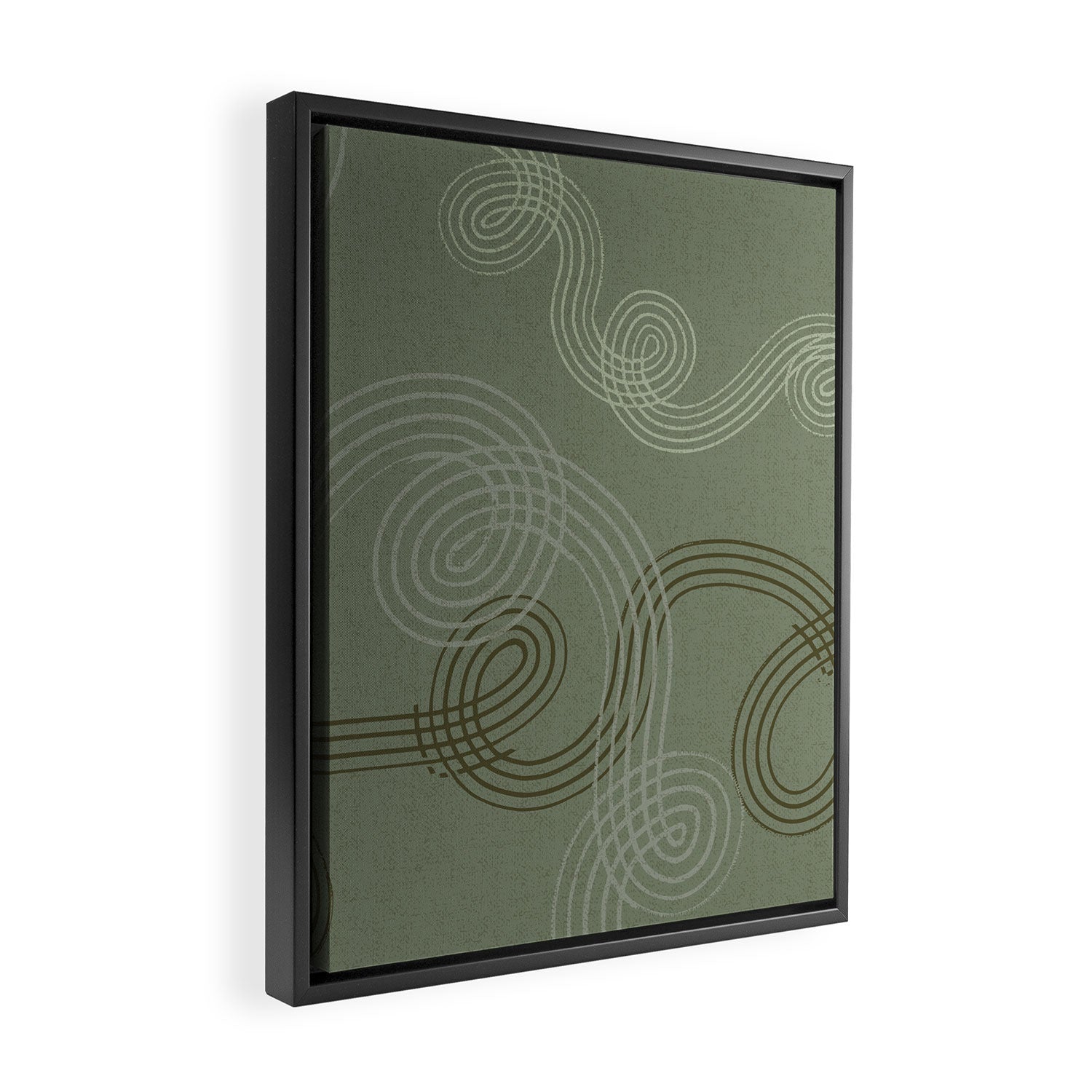 calming essentials loops sage green Framed Canvas Print Gallery Image 2