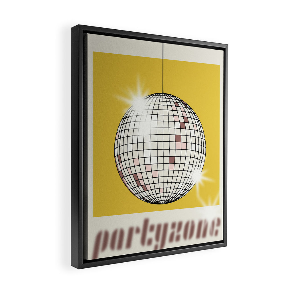 Celebrate the 80s Partyzone yellow Framed Canvas Print Gallery Image 2