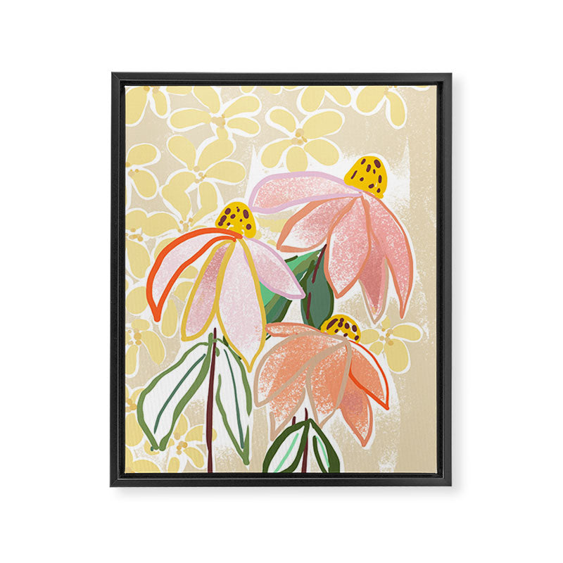Chalky coneflowers still life Framed Canvas Print Gallery Image 6