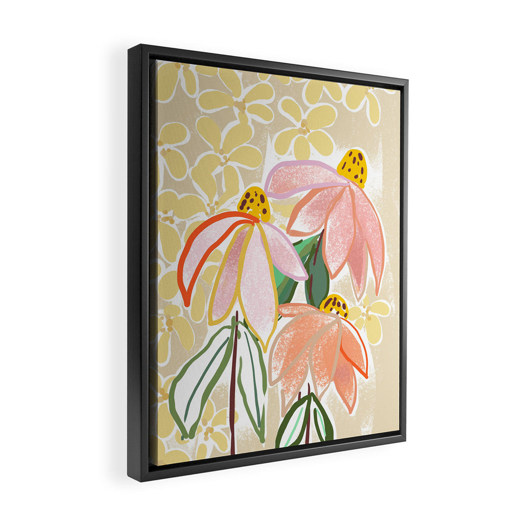Chalky coneflowers still life Framed Canvas Print Gallery Image 2
