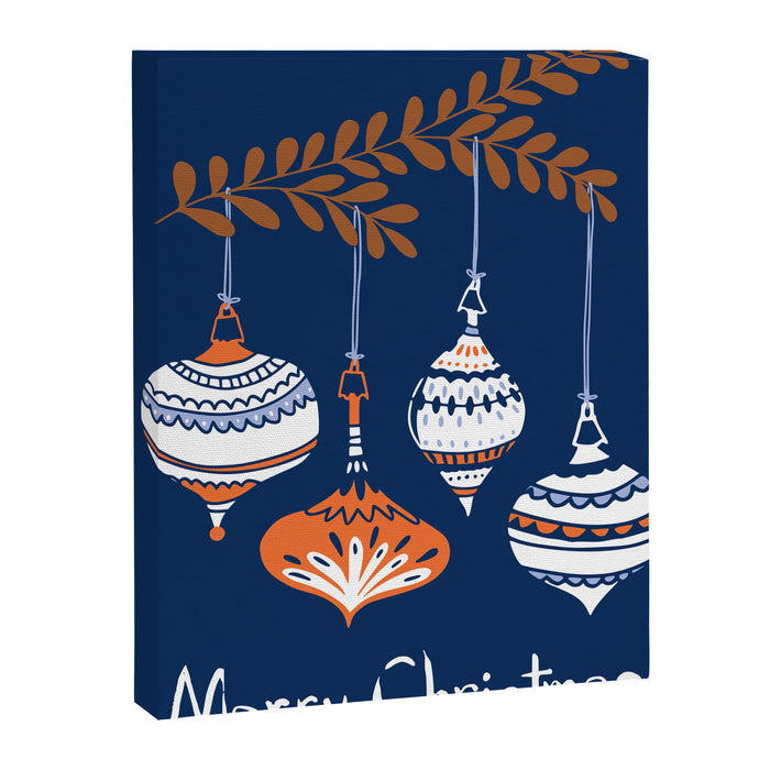 Cheerful little Christmas baubles blue Canvas Print Gallery Image 1